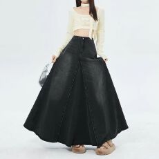 批发大码胖mm韩版复古牛仔半身裙女<b class='q'>秋</b>季新款女装伞裙子显瘦a字大摆裙