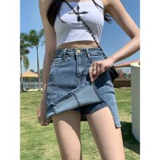 批发牛仔短裙女2026夏季新款防走光小个子高腰a字包臀裙半身裙子裤裙