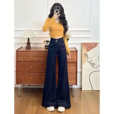 批发阔腿喇叭牛仔裤女夏季2026<b class='q'>潮流</b>新款宽松随性慵懒修身<b class='q'>时尚</b>微喇裤子
