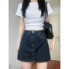 批发<b class='q'>大码</b>牛仔短裤女夏季高腰显瘦梨形身材遮胯复古半身裙辣妹a字短裙