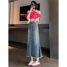 批发牛仔半身裙女<b class='q'>春</b>秋新款高腰显瘦包臀高级感高端中长裙鱼尾裙子夏季