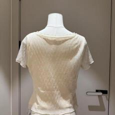 批发白色<b class='q'>网纱</b>蕾丝边v领短袖t恤女2025新款夏季超好看独特漂亮掐腰<b class='q'>上衣</b>
