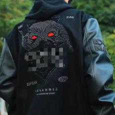 批发欧洲站外套<b class='q'>男士</b>春秋季新款刺绣棒球服夹克男重磅国潮高街皮上衣