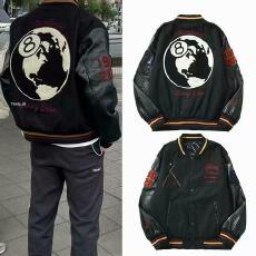 批发美式潮牌限定款棒球服黑8夹棉夹克高街<b class='q'>嘻哈</b>刺绣毛呢外套潮