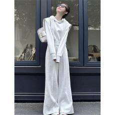 批发秋季高级感<b class='q'>运动服</b>套装女气质宽松假两件连帽卫衣时尚阔腿裤两件套