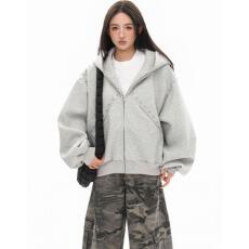 批发【云朵绒复合】薄款320g,厚款400g高街杜宾犬耳朵铆钉珍珠卫衣