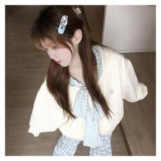 批发【云朵绒复合】薄款320g,厚款400g格子蝴蝶结绑带连帽卫衣女