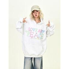 云朵绒复合薄款320g,厚款400g设计感珍珠字母卫衣