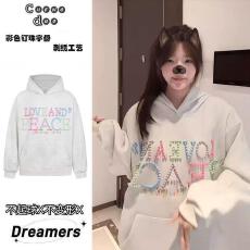 批发【云朵绒复合】薄款320g,厚款400g设计感珍珠字母卫衣