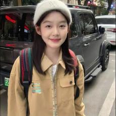 批发美式复古刺绣工装夹克<b class='q'>外套</b>女2025新款秋季宽松<b class='q'>休闲</b>情侣上衣潮