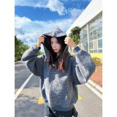 批发薄款 刺绣【广州原版面料】设计感条纹卫衣女