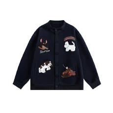 批发【云朵绒复合】薄款320g,厚款400g 刺绣卡通小狗开衫卫衣