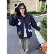 批发【云朵绒复合】薄款320g,厚款400g 刺绣卡通小狗开衫卫衣