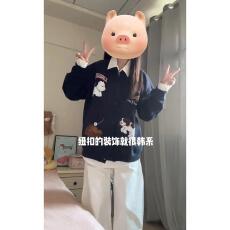 批发【云朵绒复合】薄款320g,厚款400g 刺绣卡通小狗开衫卫衣