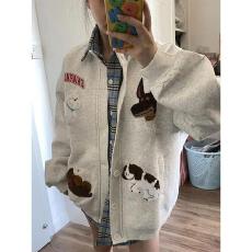 批发【云朵绒复合】薄款320g,厚款400g 刺绣卡通小狗开衫卫衣