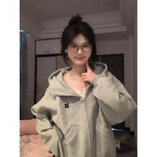 批发【云朵绒复合】薄款320g,厚款400g 气质连帽高领开衫卫衣女