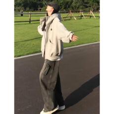 批发【云朵绒复合】薄款320g,厚款400g 气质连帽高领开衫卫衣女