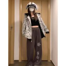 批发【云朵绒复合】薄款320g,厚款400g 高级复古星星满印开衫连帽卫衣