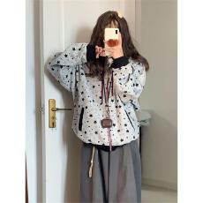 批发【云朵绒复合】薄款320g,厚款400g 高级复古星星满印开衫连帽卫衣