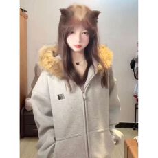 批发薄款/加绒【华棉复合牛奶丝/银狐绒】毛领<b class='q'>卫衣</b><b class='q'>女</b>