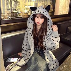 批发薄款/加绒【华棉复合牛奶丝/银狐绒】美式学院风拉链连帽<b class='q'>卫衣</b><b class='q'>女</b>