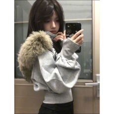 批发原版做法#刺绣#可拆卸毛领#华棉复合牛奶丝320g/银狐绒400g<b class='q'>卫衣</b><b class='q'>女</b>