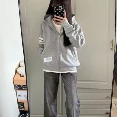 批发【华棉复合牛奶丝/银狐绒】美式复古连帽<b class='q'>开衫</b><b class='q'>卫衣</b>女外套