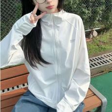 批发【原版布料露露皱双线格锦纶】白色立领防晒衣女防晒服<b class='q'>薄外套</b>