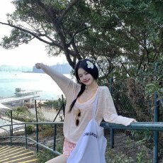 批发竹节螺纹薄款防晒<b class='q'>长袖</b>女宽松罩衫 背心带胸垫92棉8氨纶棉螺纹