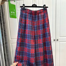 批发<b class='q'>大码</b>300斤今年超好看撞色格子松紧腰休闲裤女夏款抽绳宽松直筒裤