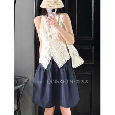 批发纯欲高级感v领镂空<b class='q'>吊带</b><b class='q'>背心</b>女夏季外穿辣妹风气质修身无袖上衣潮