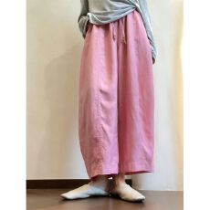 批发芭乐粉<b class='q'>亚麻</b>杨桃裤女藏肉显瘦宽松九分裤