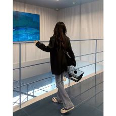 批发高级感黑色西装外套<b class='q'>女</b>春秋2026新款韩系小个子宽松西服套装上衣
