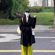 批发高级感黑色西装外套<b class='q'>女</b>春秋2026新款韩系小个子宽松西服套装上衣