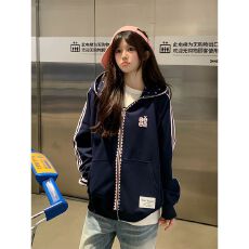 批发原版做法#印花#刺绣#后包领#纯棉华棉复合 薄款/加绒 卫衣女
