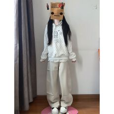 批发原版做法#前后毛巾刺绣#后包领 纯棉华棉复合 薄款/加绒 卫衣女