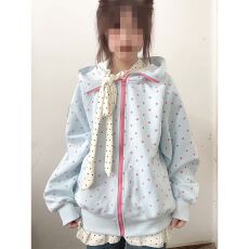 批发原版做法#刺绣鸡目打孔+束带#后包领纯棉华棉复合薄款/加绒卫衣女