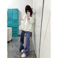批发原版做法#三条杠印花#后包领 纯棉华棉复合 薄款/加绒 卫衣女