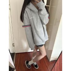 批发原版做法#三条杠印花#后包领 纯棉华棉复合 薄款/加绒 卫衣女