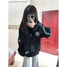 批发原版做法#刺绣+印花#可拆卸徽章 纯棉华棉复合 薄款/加绒 卫衣女