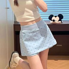 批发2026新款波点裙<b class='q'>裤</b>女夏季薄款小个子a<b class='q'>字</b>短裙宽松显瘦韩系半身裙子