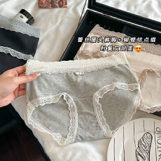 批发实拍 夏季中腰蕾丝内裤少女日系纯欲透气蝴蝶结女士纯棉三角内裤