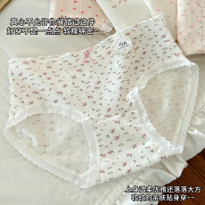 批发甜美少女碎花舒适<b class='q'>内裤</b>蕾丝边纯棉底档<b class='q'>中腰</b>透气亲肤三角裤头女学生