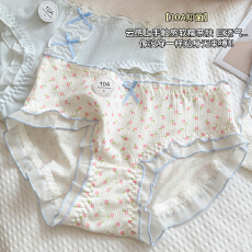 ins日系少女甜美蝴蝶结蓝色内裤女轻奢花边10A抗菌纯棉底裆三角裤