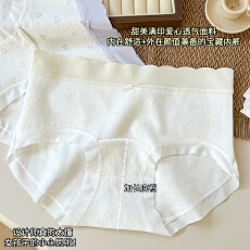 批发新款纯棉甜美满印爱心<b class='q'>内裤</b>10A抑菌加长档<b class='q'>中腰</b>舒适亲肤少女三角裤