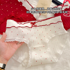 批发少女甜美蝴蝶结红色系<b class='q'>内裤</b>舒适10A抑菌底裆透气<b class='q'>中腰</b>三角短裤女士