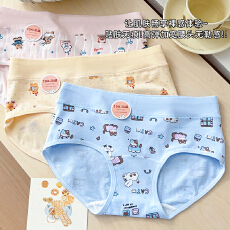 批发少女10A抗菌加长裆透气<b class='q'>内裤</b>纯棉可爱卡通小动物<b class='q'>中腰</b>女学生三角裤