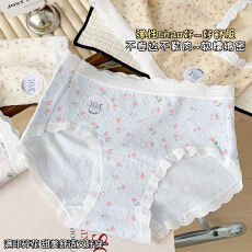 批发小清新碎花ins女生中腰<b class='q'>内裤</b>10A抗菌加长底裆田园风少女透气<b class='q'>三角</b>裤