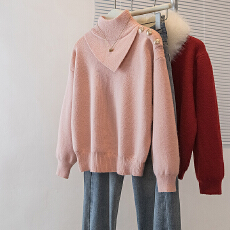 批发实拍<b class='q'>大码</b><b class='q'>女装</b>冬季新款甜美慵懒感毛衣独特宽松洋气潮流针织上衣