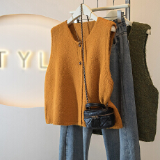 批发实拍大码女装新款韩版软糯针织<b class='q'>马甲</b>背心叠穿圆领无袖坎肩针织上衣